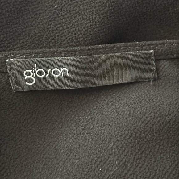 Gibson Nordstrom Ruffle Flounce Hem Short Sleeve Blouse in Black Size XL - Picture 8 of 10